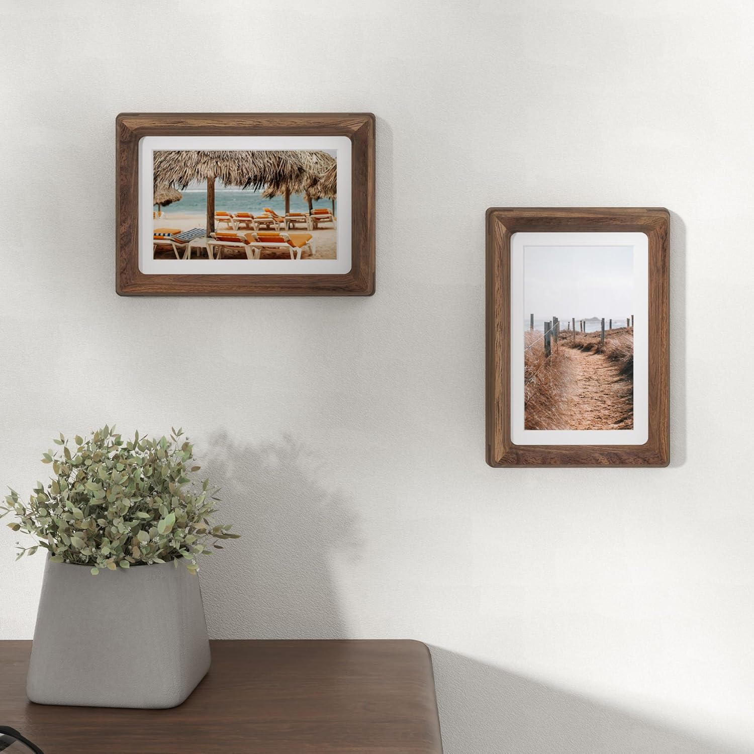 Dreamland 4x6 Picture Frame, USA-Sourced Walnut Wood Photo Frames with HD Tempered Glass, 4 x 6 Wooden Frame Matted to 3.5 x 5, 4x6 Frames Handcrafted Rounded Corner for Tabletop or Wall Display