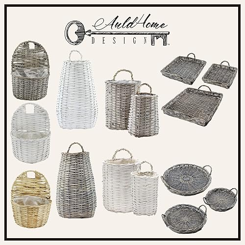 Vista 25 de AuldHome Design Cestas para colgar en la pared (juego de 2, gris); cestas de mimbre tejidas rústicas para puerta color gris lavado, tamaño pequeño