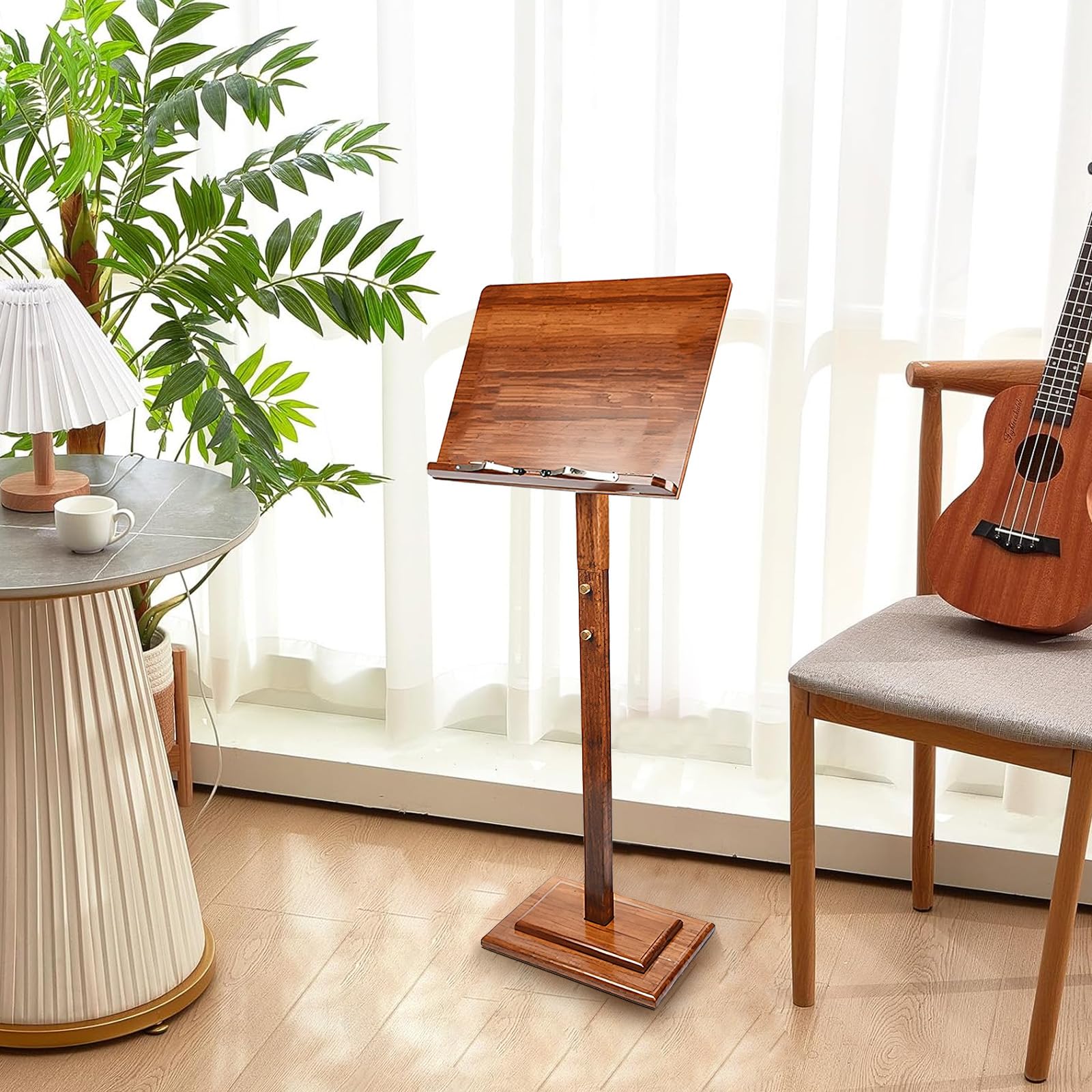 Pupitre en bois pour partitions de musique avec sac de transport, hauteur réglable en bambou, support de livre pour pupitre sur scène pour guitare, violon, piano, concert