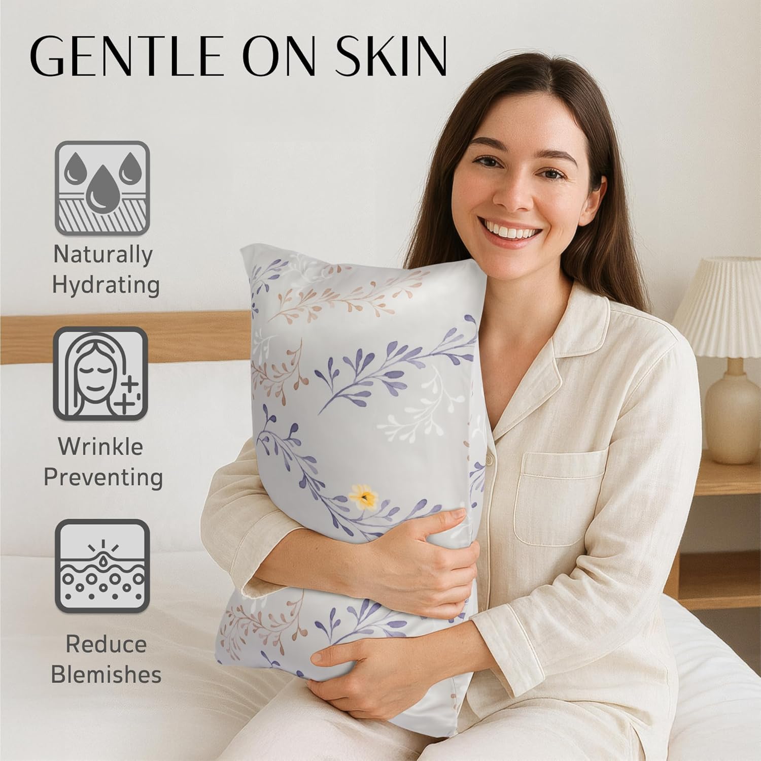 100% Mulberry Silk Pillowcase - Standard - Floral Print