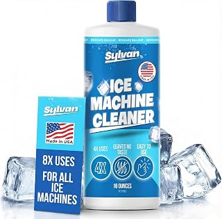 Sylvan Ice Machine Cleaner and Descaler | 16 oz | Free Cloth | Made in USA | Nickel Safe Ice Maker Cleaner and Descaler | Universal Compatibility for Commercial & Residential Ice Makers