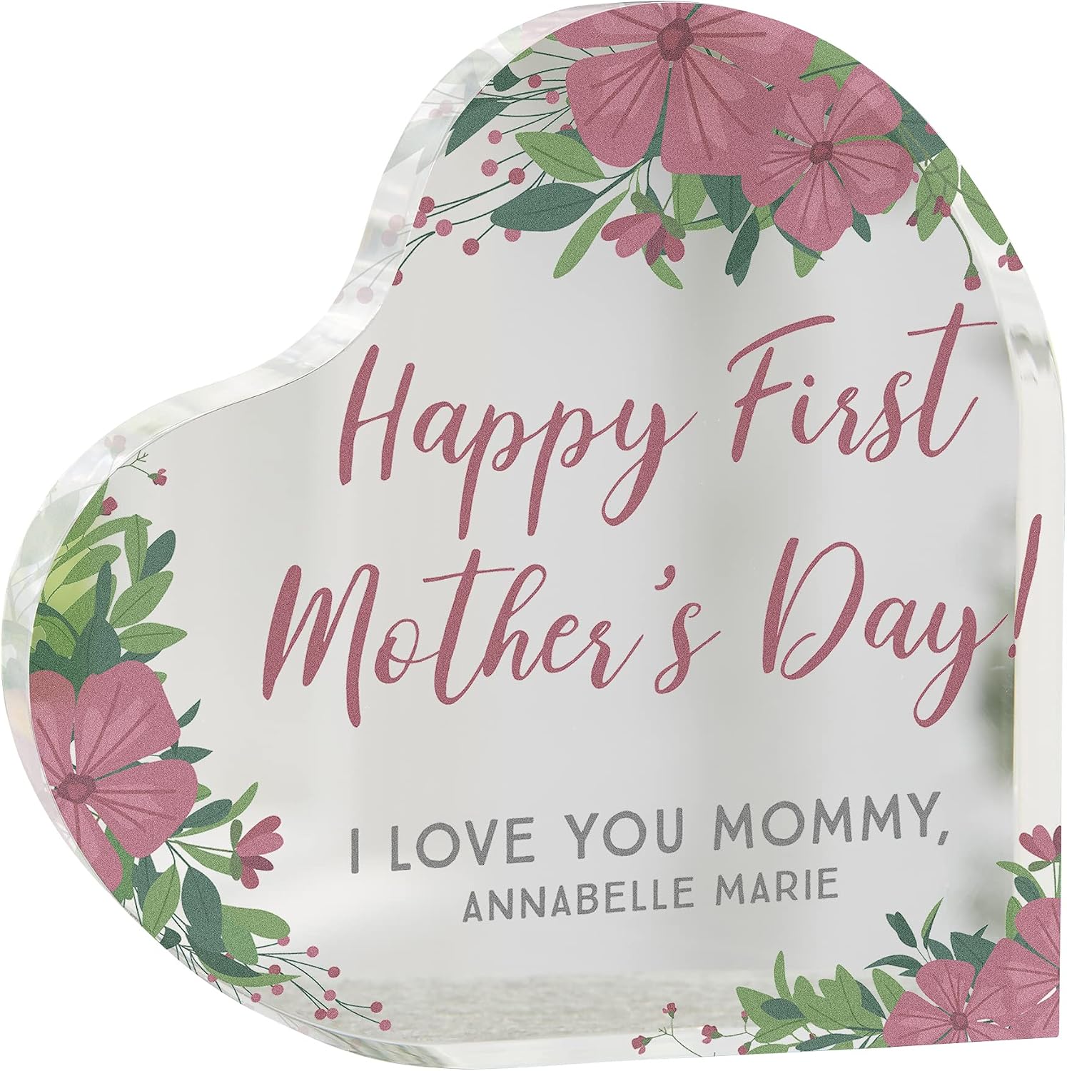 Personalization Universe Floral Heart Keepsake for First Mother's Day - Unique Personalized Gift for New Moms