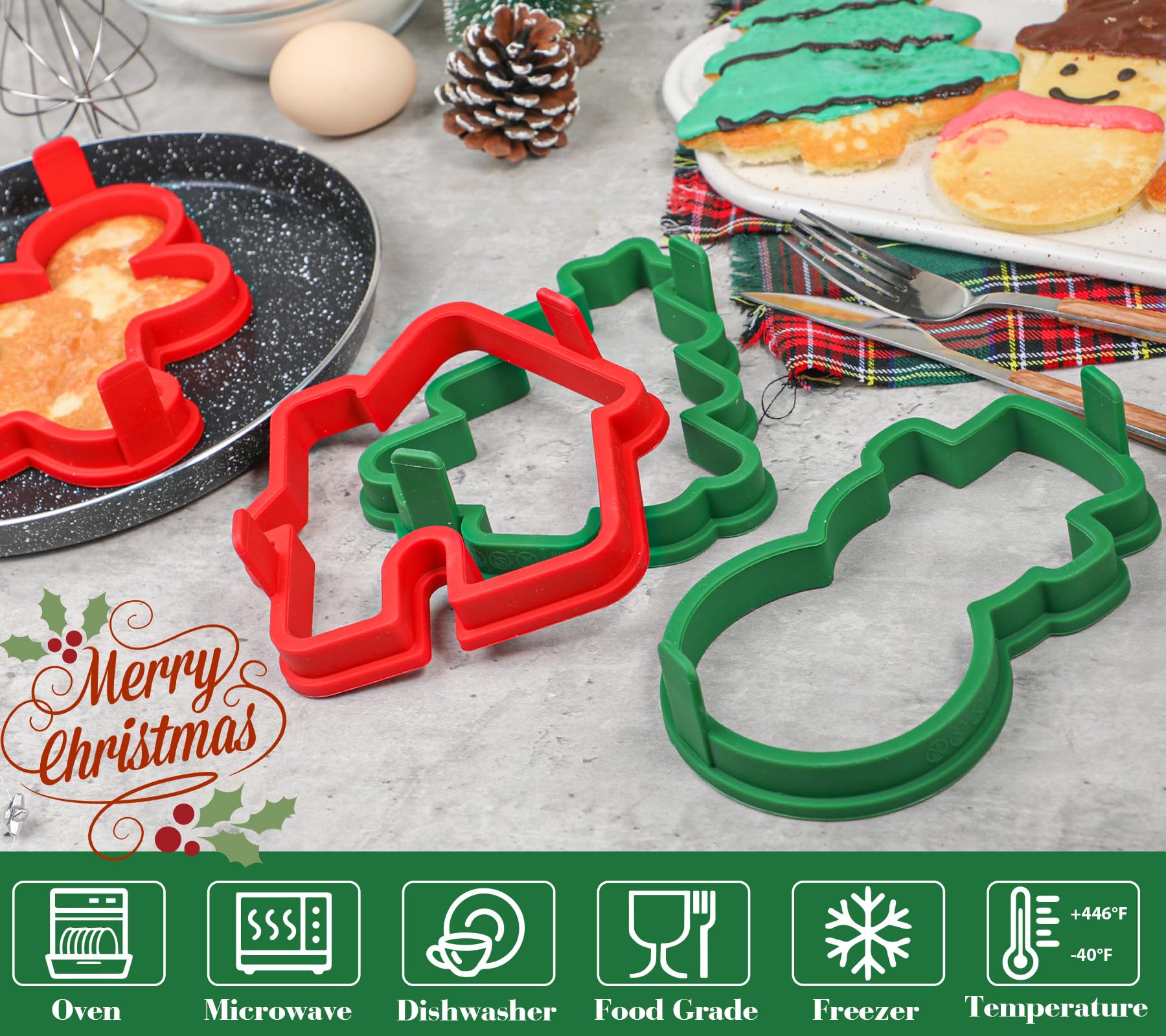 Amazon.com: Kamehame Silicone Pancake Molds for Snowman, Christmas