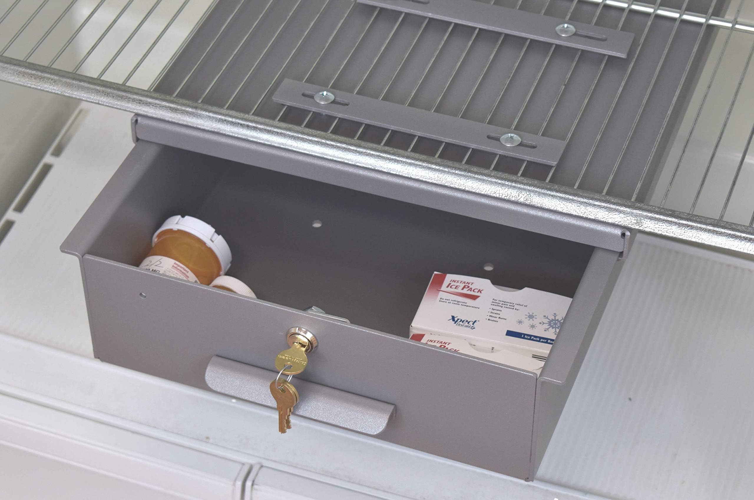 Omnimed Aluminum Refrigerator Lock Box (Additional Size & Lock Optional Available) (Large, (Standard) Key-Lock) (183035)