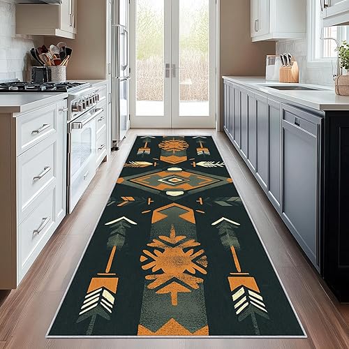 Vista 12 de Aztec Runner Rug 2x6 - Hallway Runner Rug Southwest Native American Rustic Boho Ethnic Retro Pattern, Non Slip, Washable, Aztec Home Decor Carpet