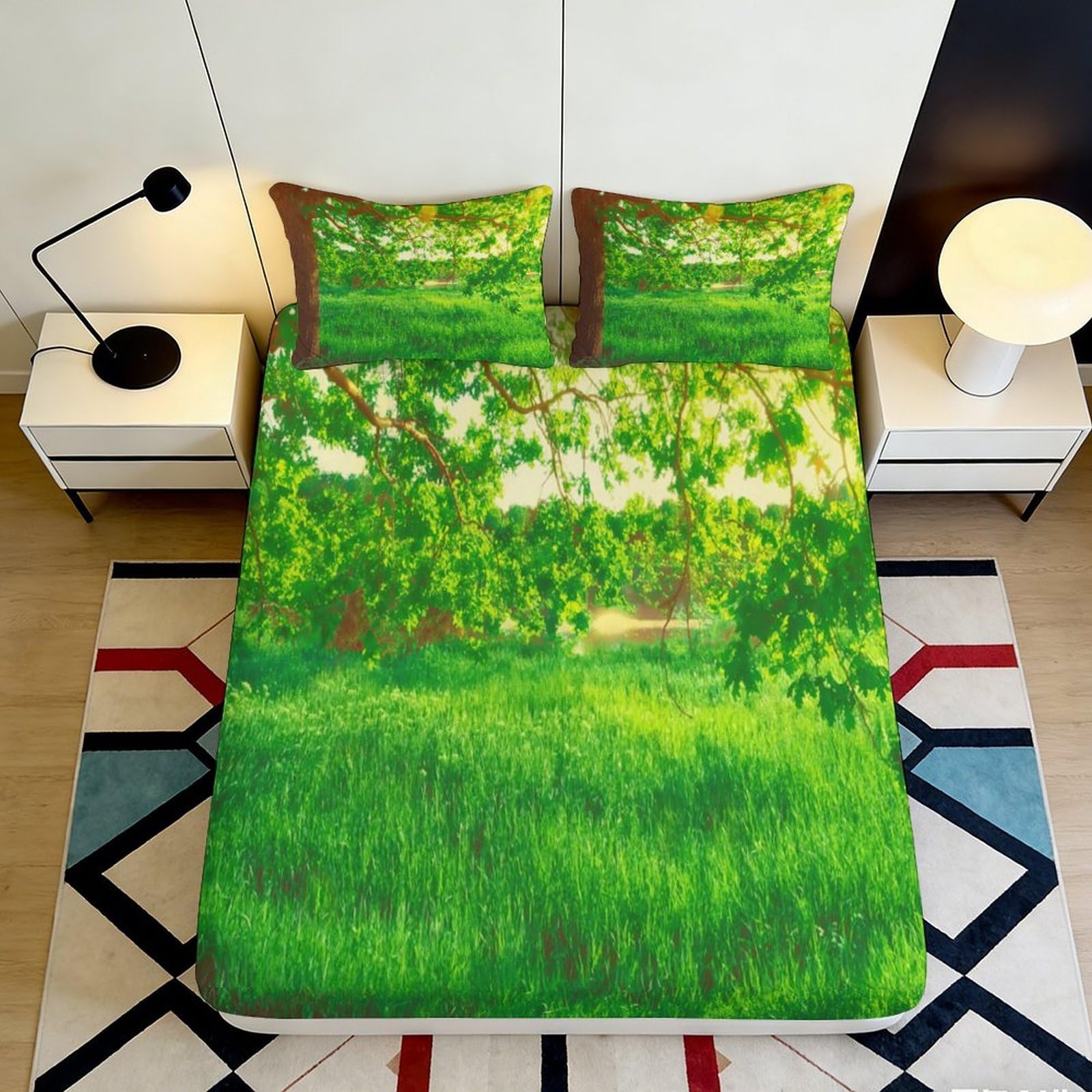 3D Printed Colorful Dog Fitted Sheet Microfiber Deep Pocket Bedroom Bedding Full Wrap Dog Mattress Fitted Cover Washable Mattress Protection 200x200x25cm