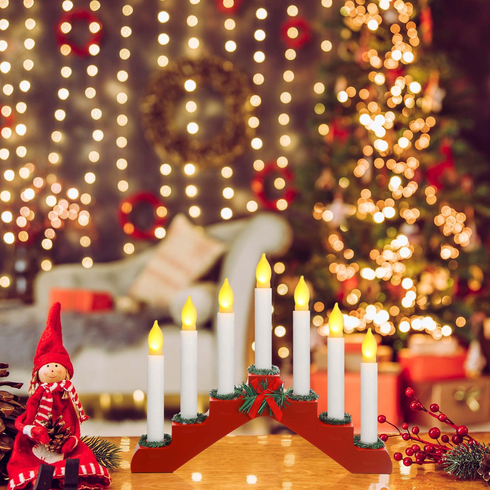 クリスマスキャンドルホルダー（24.4×26×4.5） Amazon.co.jp: Bokon クリスマススウェーデン燭台木製ブリッジ