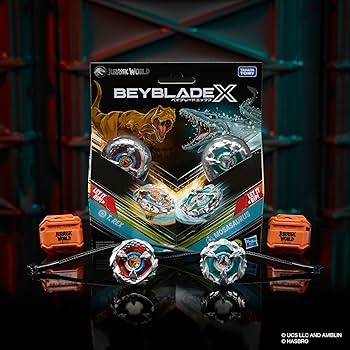 Amazon.com: Beyblade X Jurassic World Collab T. Rex vs. Mosasaurus