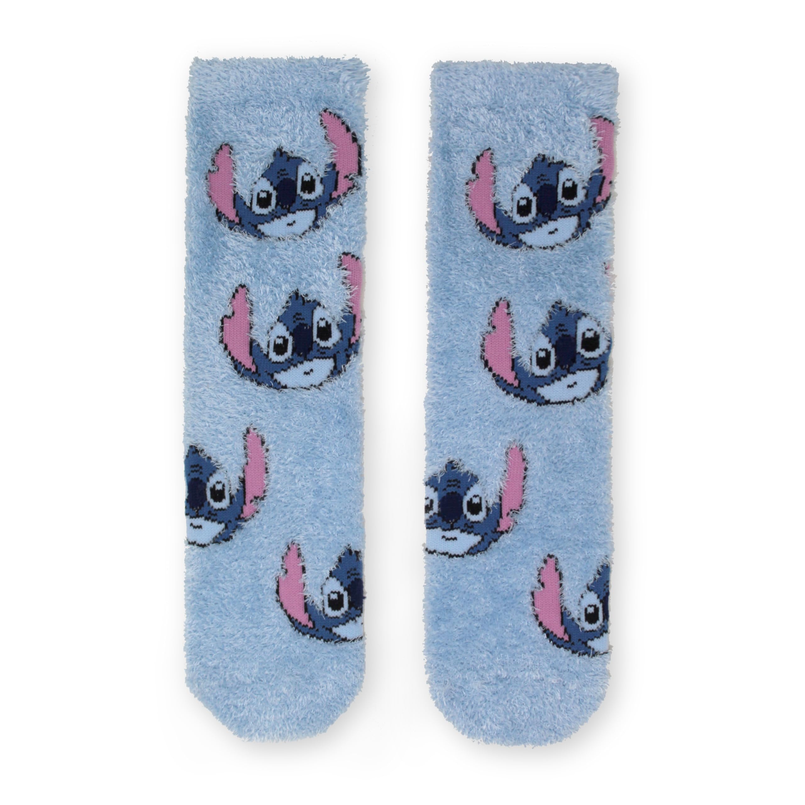 Disney Women's Blue Stitch Cosy Fluffy Socks, Lilo And Stitch Character Print