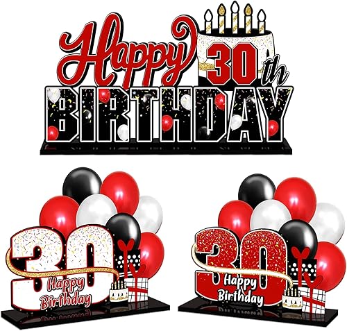 Miniatura 40 de LINGTEER Juego de centros de mesa de acrílico azul con texto en inglés «Happy 100th Birthday» – Decoración de regalo de fiesta de cumpleaños número