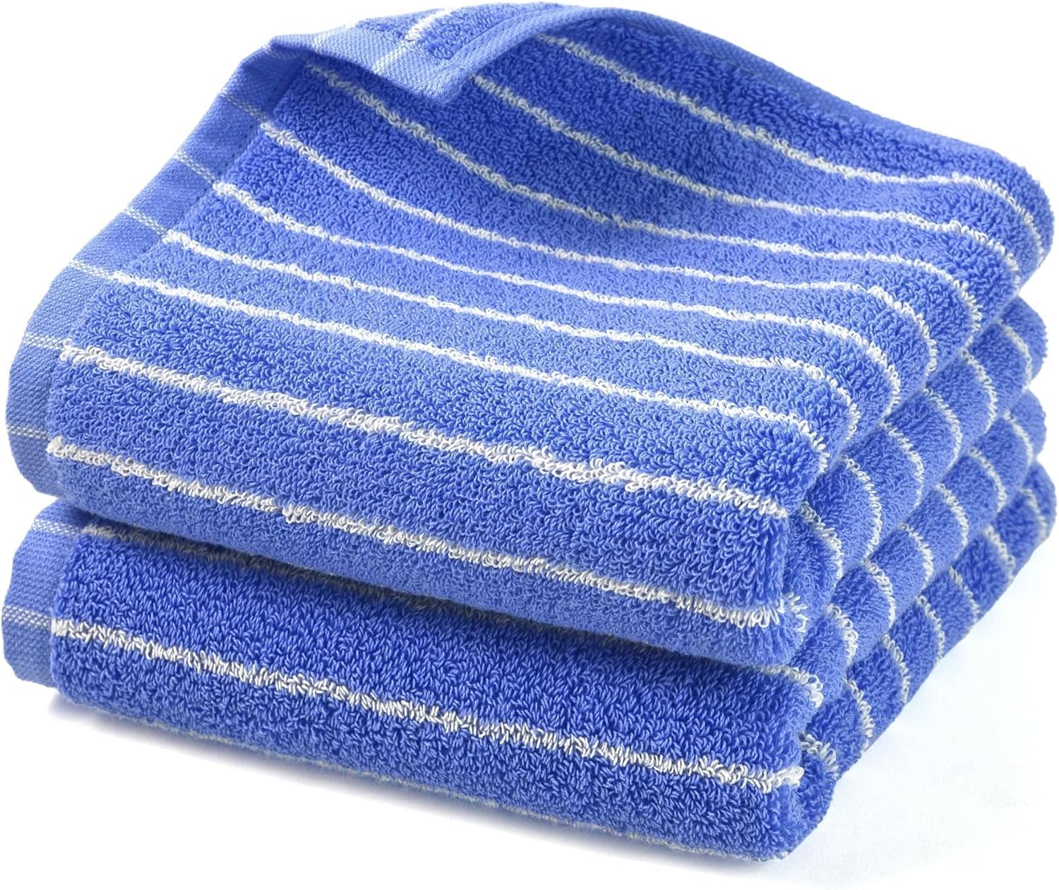 Jacquotha Bath Towels 2 Pack, Lighter & Quick Dry Towels Large 27.5 x 55 inches, Luxury Terry Cotton Towels for Bathroom Pool Swim, Blue & White Striped