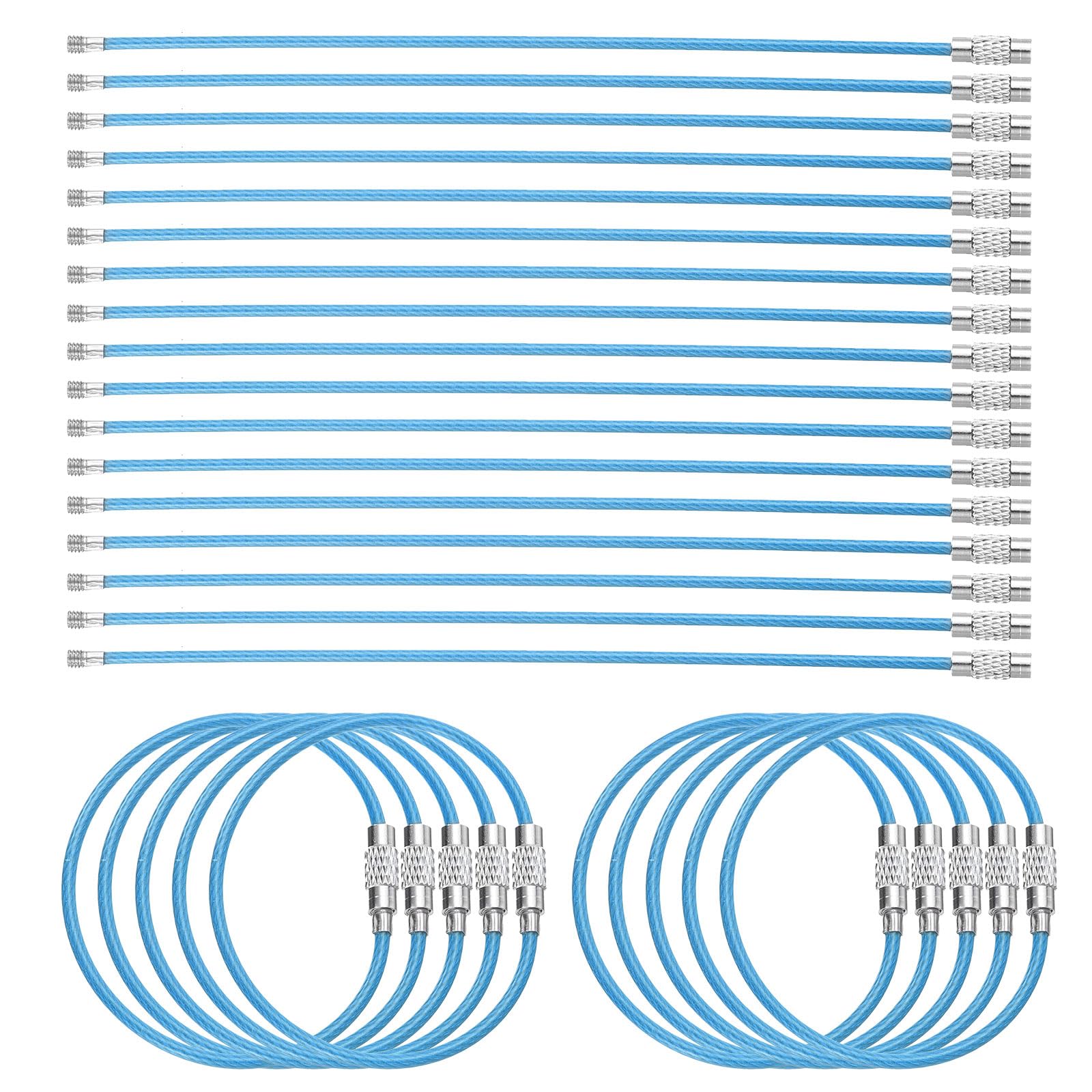 HARFINGTON Wire Keychain Cable Plastic Coated Stainless Steel Key Ring Cable Loop Rings for Luggage Tags Key ID Tags