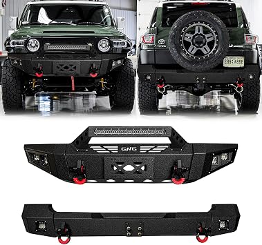 For 2007-2014 Toyota FJ Cruiser New Steel Front and Rear Bumper With Winch Plate&LightsBlack Texture