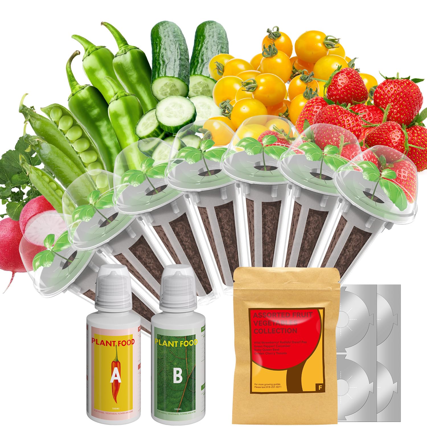 LYKOCLEAN Tomato Seed Pod Kit for AeroGarden Hydroponics Growing System, 350+ Seeds, Include Red Pepper, Green Pepper, Yellow Pepper, Purple Bell Pepper, Cucumber, Red Cherry Tomato, Golden Tomato