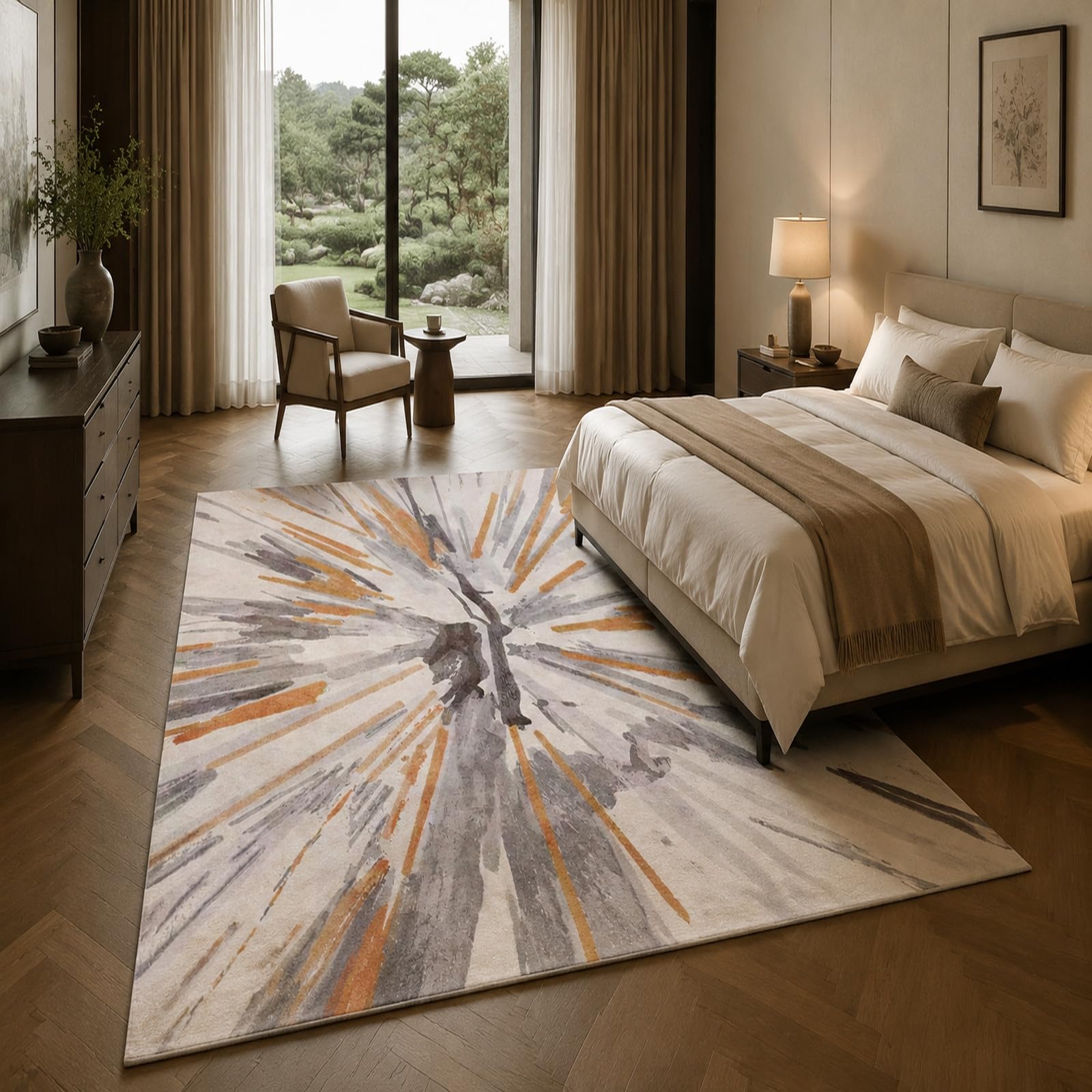 Grand tapis de salon moderne abstrait pour sublimer votre séjour