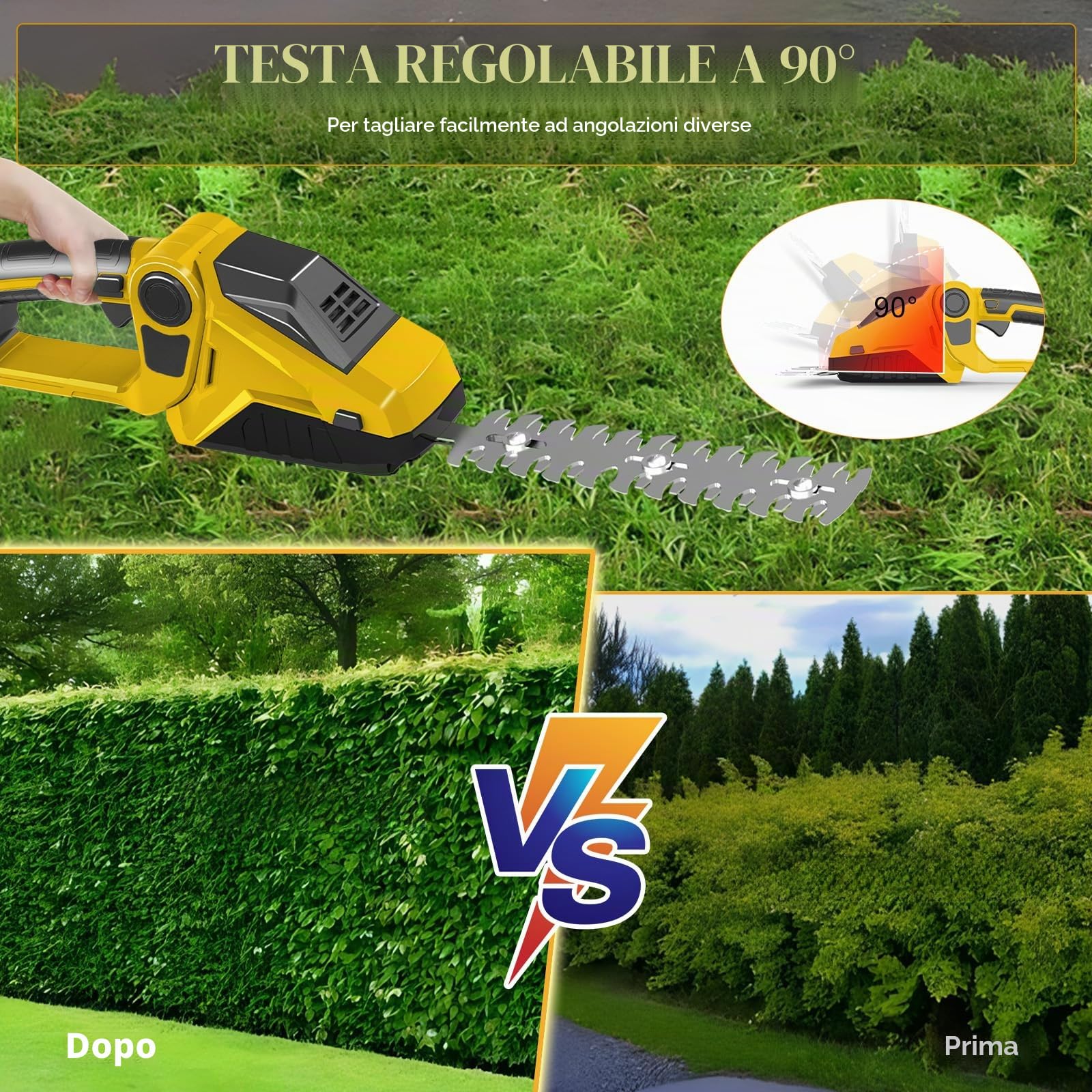 Tagliasiepi a Batteria compatibile con Dewalt 20V 18V, Tosasiepi Taglia Siepi, Giardino Arbusti Siepi, Cesoia per Erba, Elettrico Tagliasiepi con Lame Rifilasiepi e Erba (Non include la batteria)