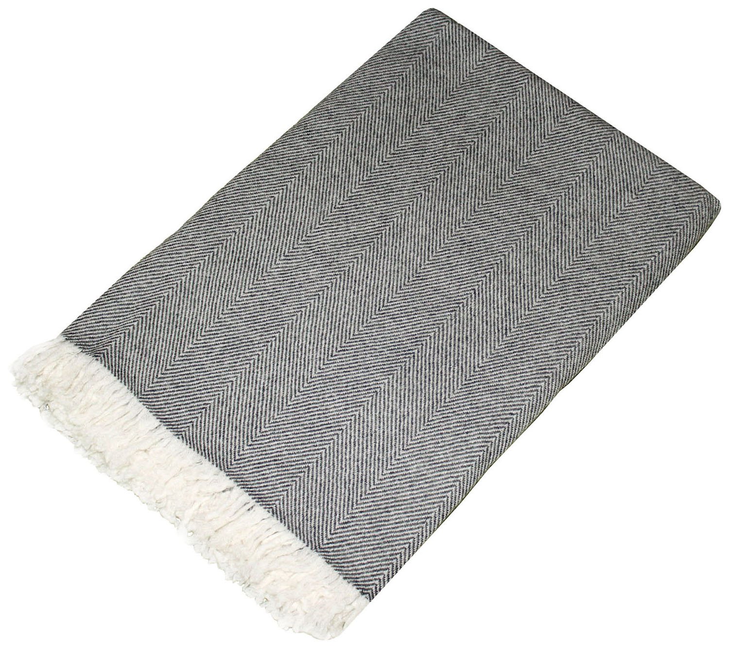 Lorenzo Cana Kaschmirdecke 100% Kaschmir flauschig weiche Wohndecke, Decke handgewebt, Sofadecke Kaschmirdecke Wolldecke Grau