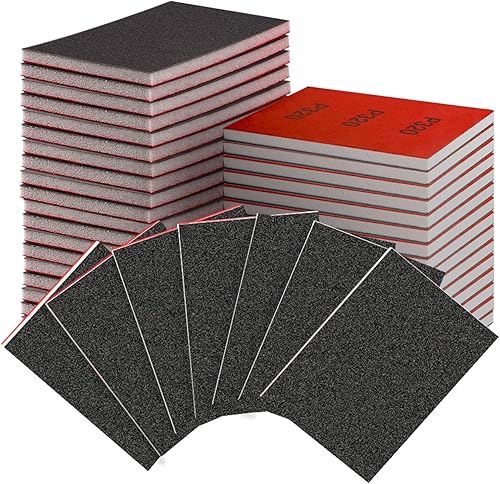 Miniatura 10 de Juego de 30 esponjas de lijado de 3 x 4 pulgadas, bloque de lijado de espuma de grano 180-3000 y almohadillas, húmedo/seco para madera, metal