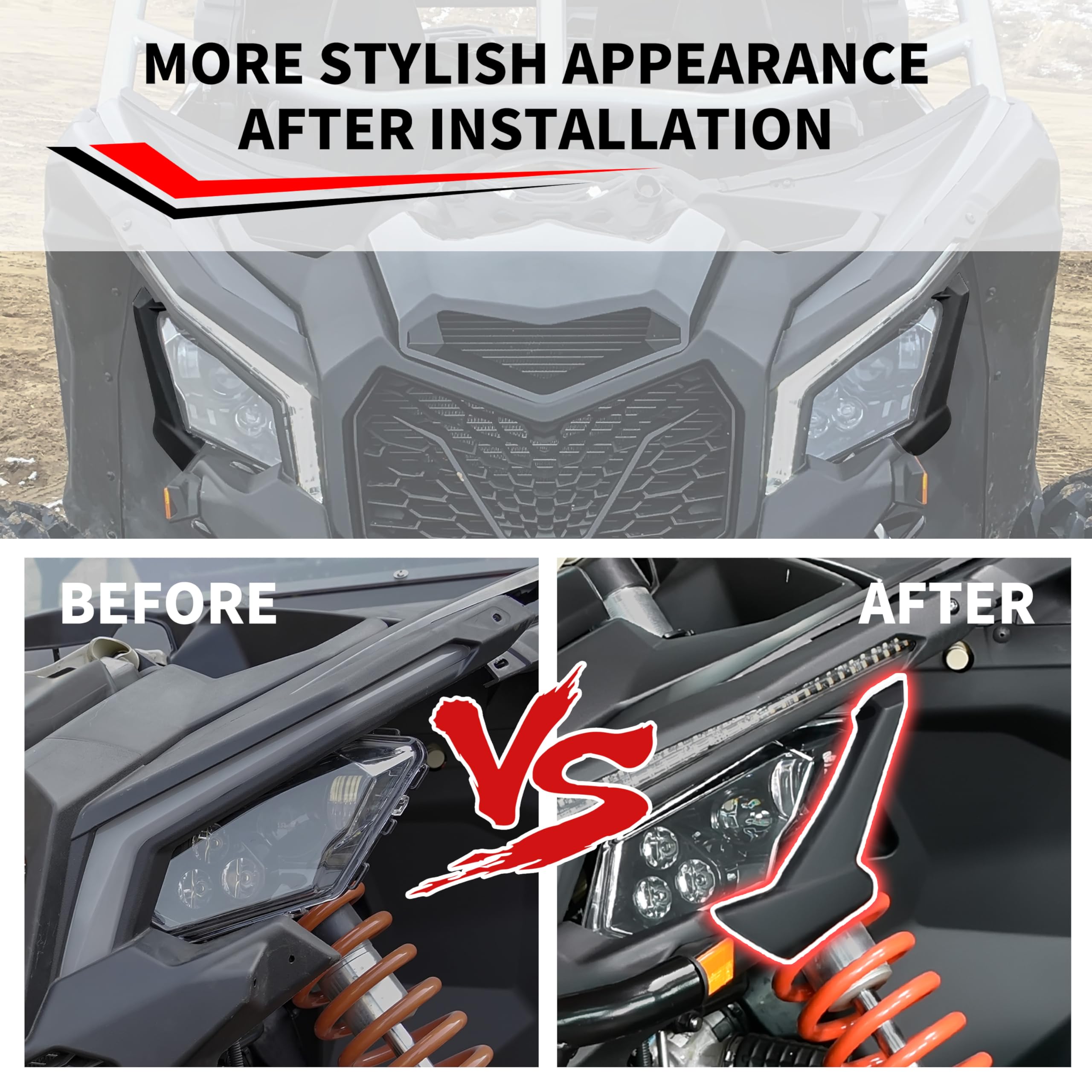 KATIMOTO Headlight Covers Trim for Can Am X3 2017-2024, Front Head Lamps Head Light Cover Bezel for Can-Am Maverick X3 XDS XRS Max Turbo R 2017-2024 Accessories, Replace #705010628#705010629 (2PCS)