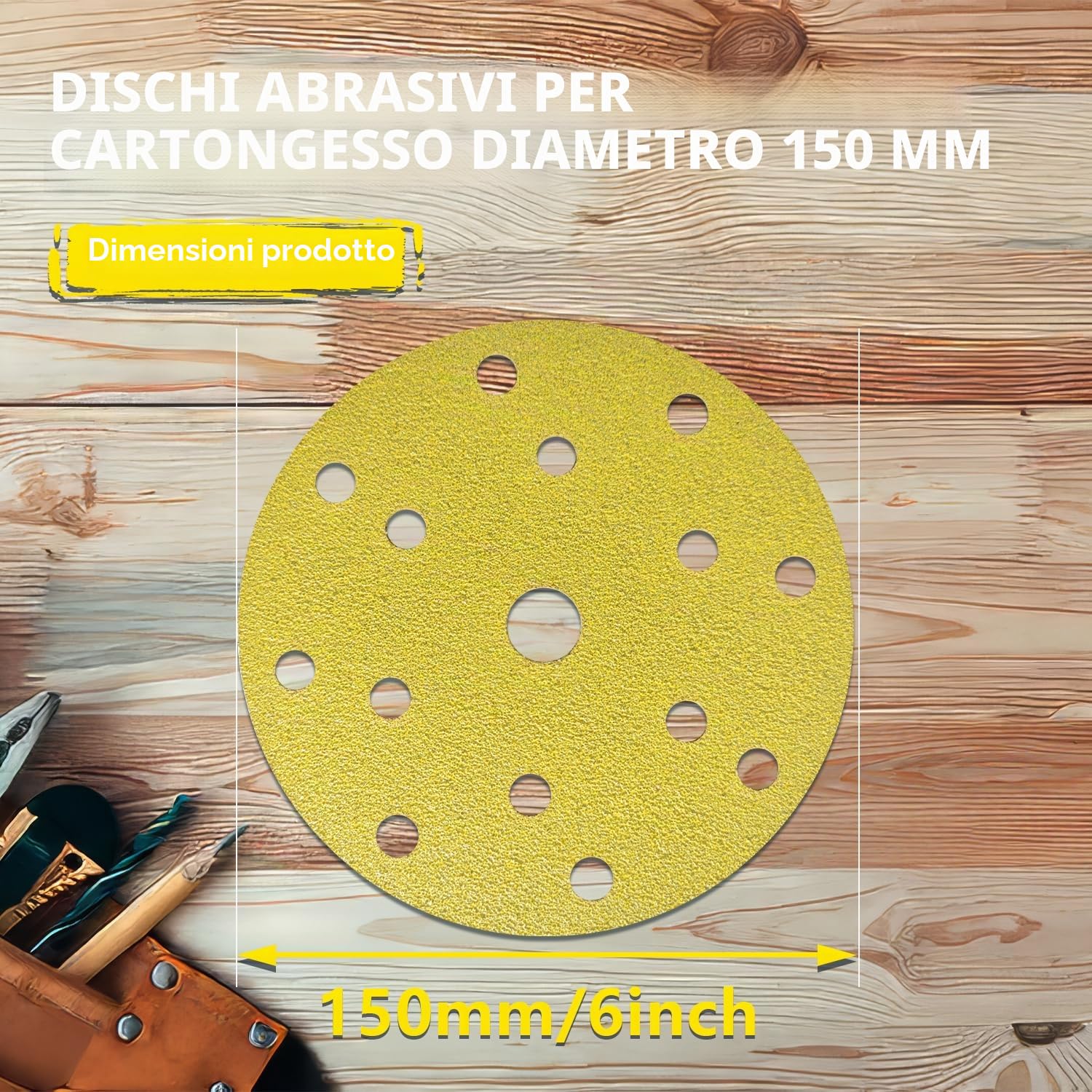 80 Pezzi Dischi Abrasivi 150mm, Grana 40/60/80/120/150/180/240/320, 15 Fori Carta Vetrata per Levigatrice Orbitale, Legno e Metallo, Carta Abrasiva per Levigatura e Lucidatura