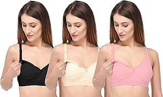 fabme Women's Hosiery Seamless Nursing Bra - Pack of 3-picture-44
