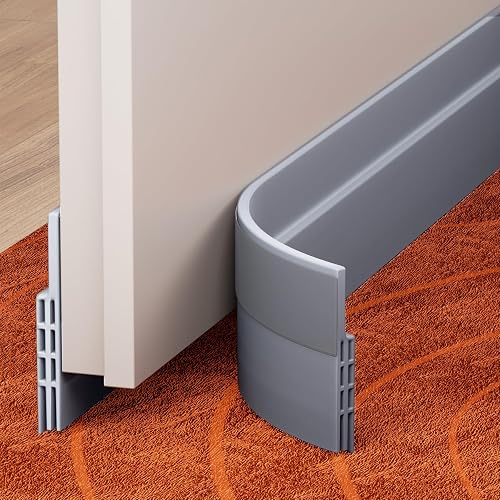 GroTheory 2 Pack Door Draft Stopper, Under Door Sweep for Exterior & Interior Doors, Weather Stripping Door Seal, Garage Window Blocker Noise Cold Air Insulation, Draft Guard Grey 2" W x 39" L