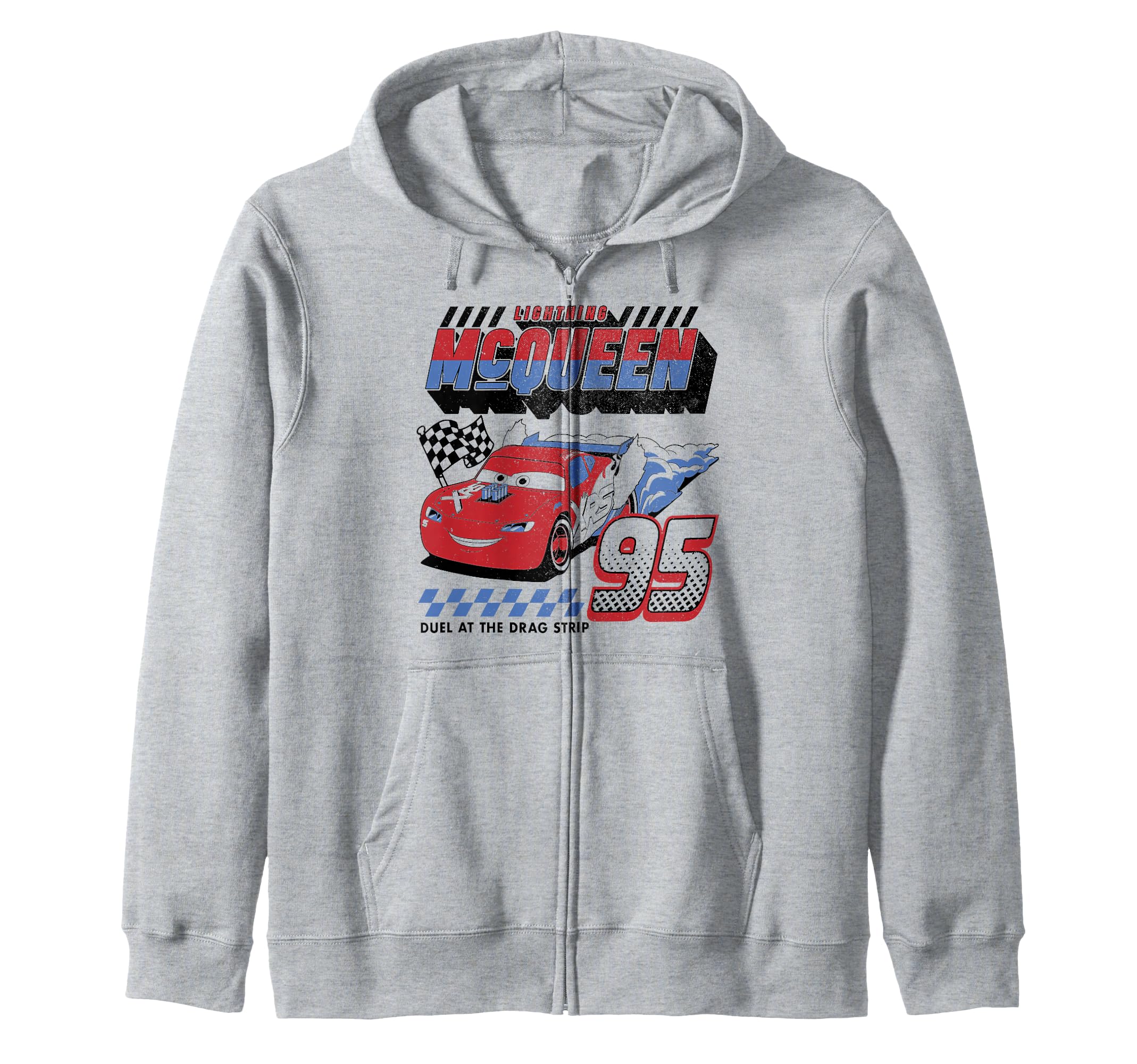 Disney Pixar Cars Lightning McQueen Americana Car Race Zip bluza z kapturem, szary, 85 x 1