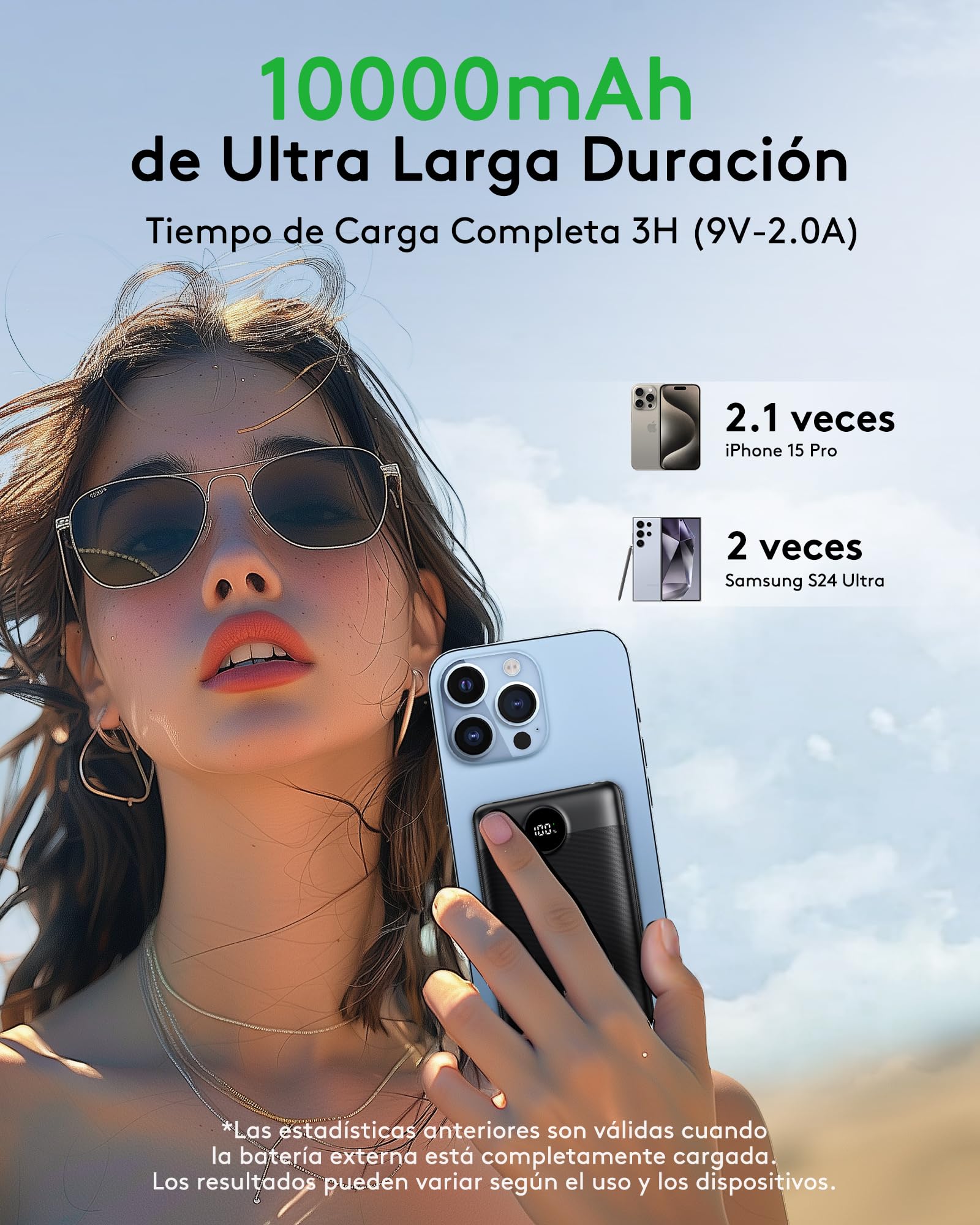 VEEKTOMX Mini Power Bank 10000mAh powerbank 22.5W PD3.0 QC3.0 Quick Charge USB C Portable Charger, mały rozmiar z 2 portami ładowania, kompatybilny z iPhone 15/iPad/Mini fan/Galaxy