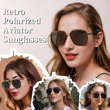 Product image for Square Retro Aviator Sunglasses - 2