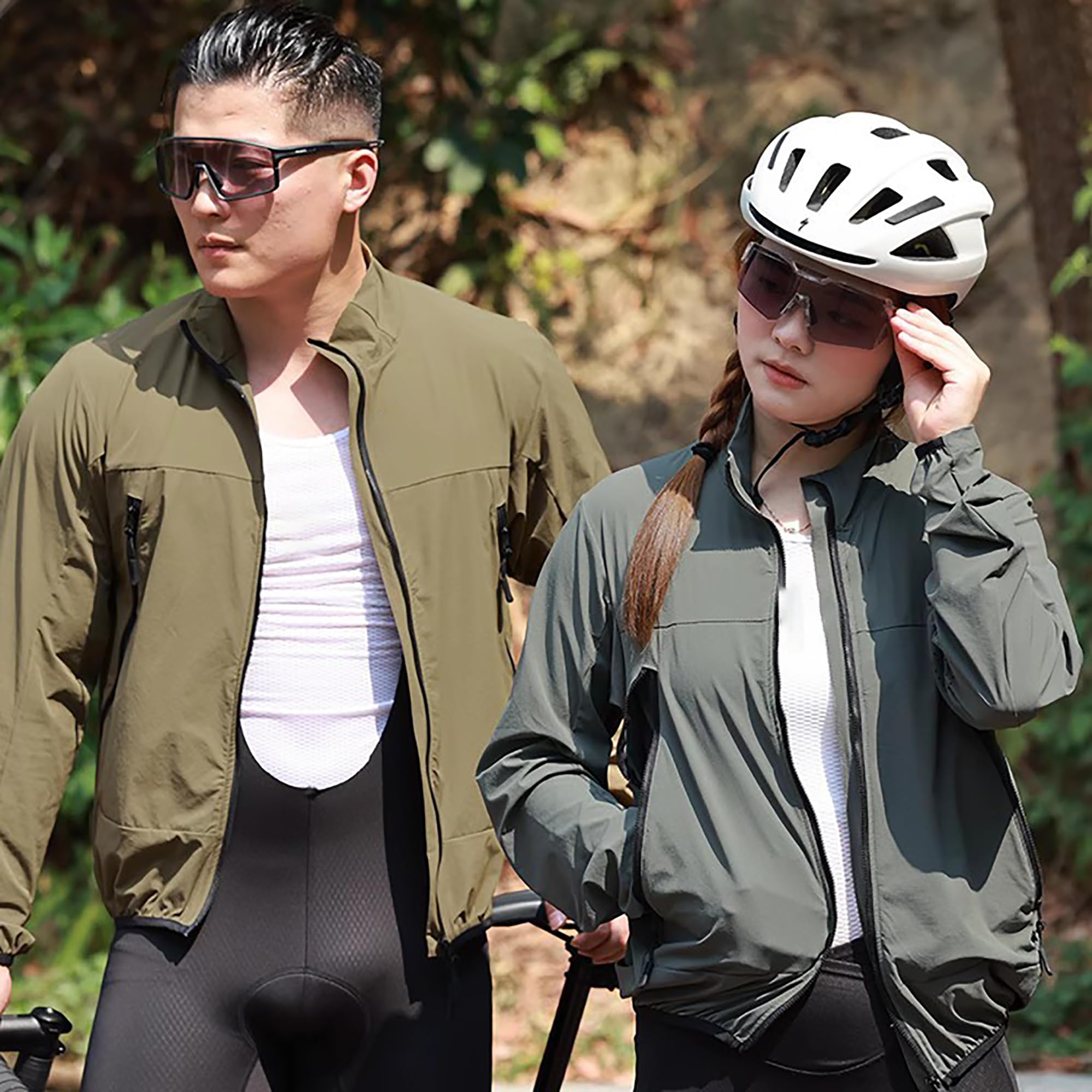 Chaqueta de ciclismo para hombre/mujer, impermeable Jersey de ciclismo, transpirable, secado rápido para correr, entrenar, caminar y hacer senderismo en primavera y verano