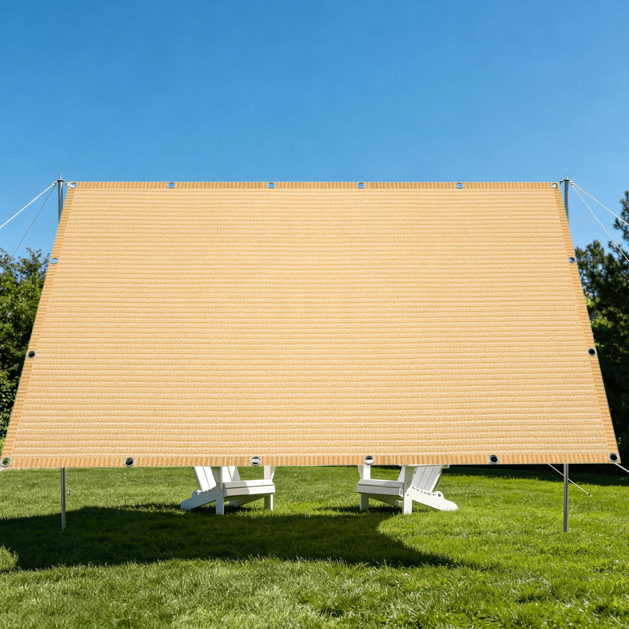 Protection solaire renforcée 5,5x6m voile ombrage crème potager