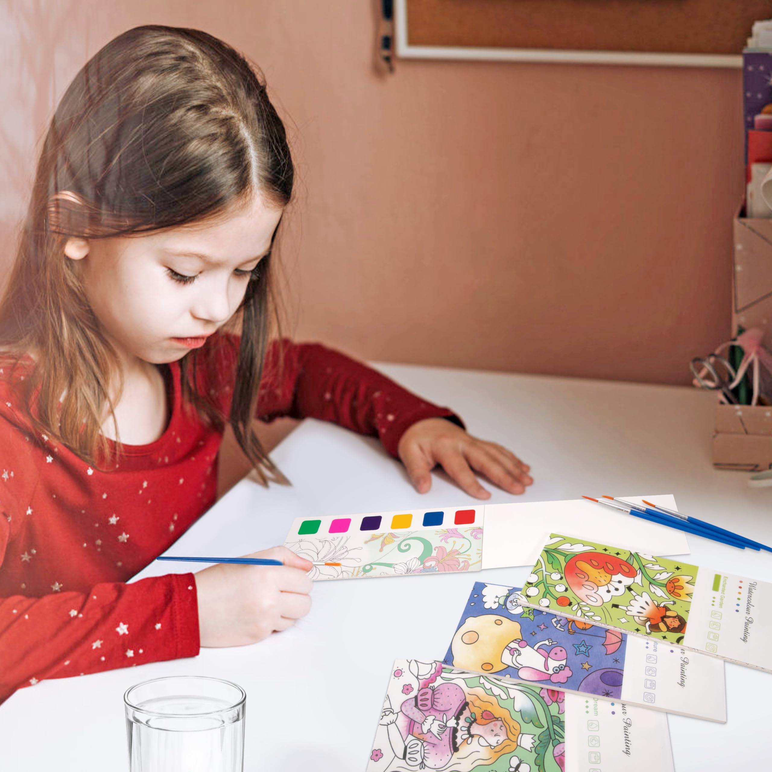 3 libri da colorare ad acqua, per bambini, colori ad acqua, con pennello, libro da colorare con colori ad acqua, per bambini, libri da colorare per bambini, 3-15 anni