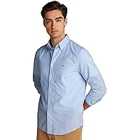 Tommy Hilfiger Uomo Camicia Flex Poplin Classic Regular Fit, Multicolore (Sweet Blue/Optic White)