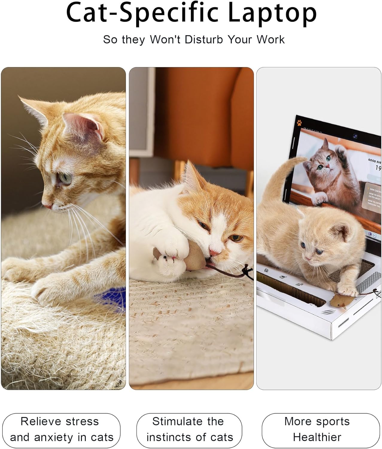 review Scratching Pad Pro Interactive Toy,Unique Cat Gifts,Cat Accessories Essentials,Funny Carboard Cat Laptop & Computer TV Scratcher for Indoor, Standard Grey