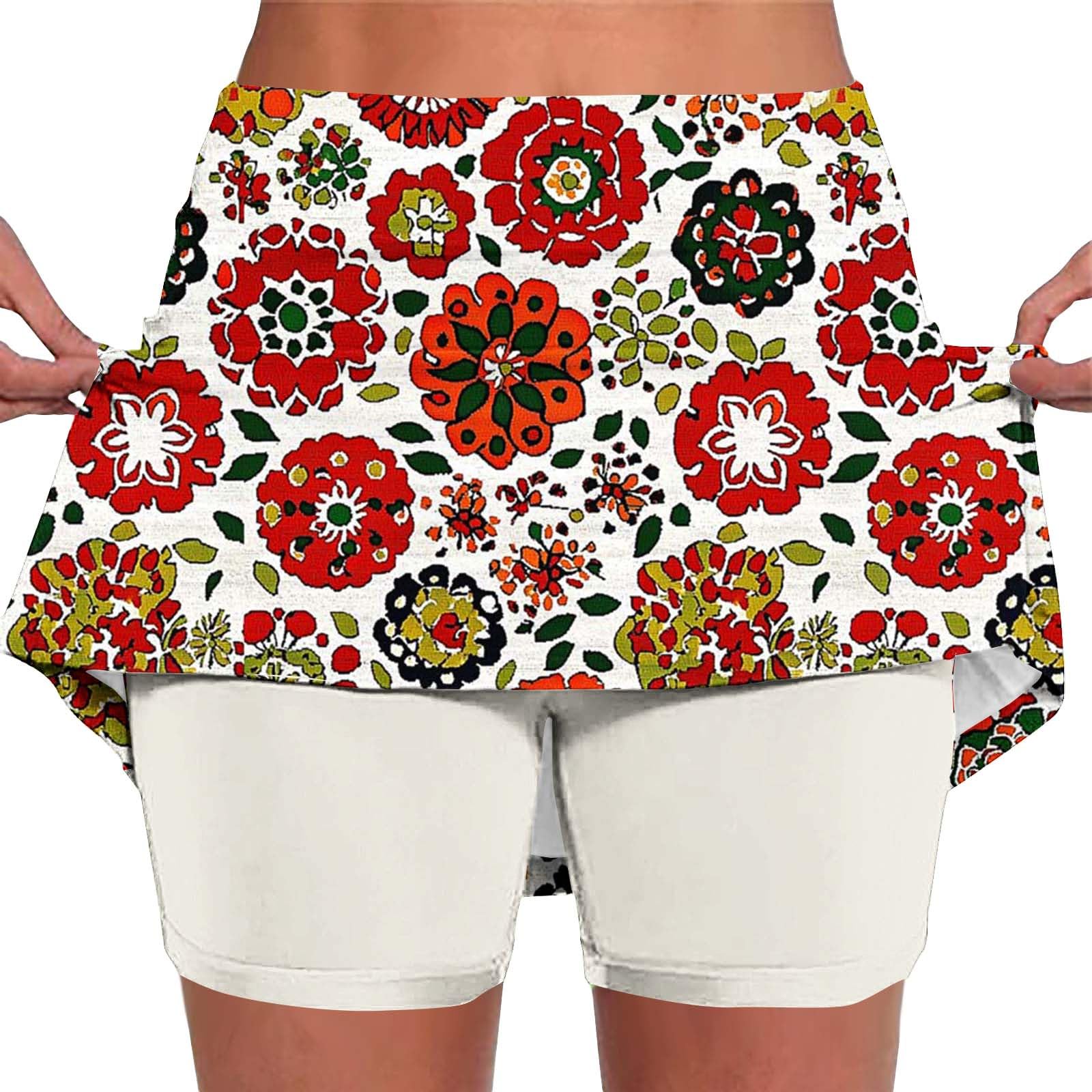 Skorts for Women Plus Size Tummy Control Legging with Skirts Casual High Waist Mini Skirts Athletic Tennis Short — view 11