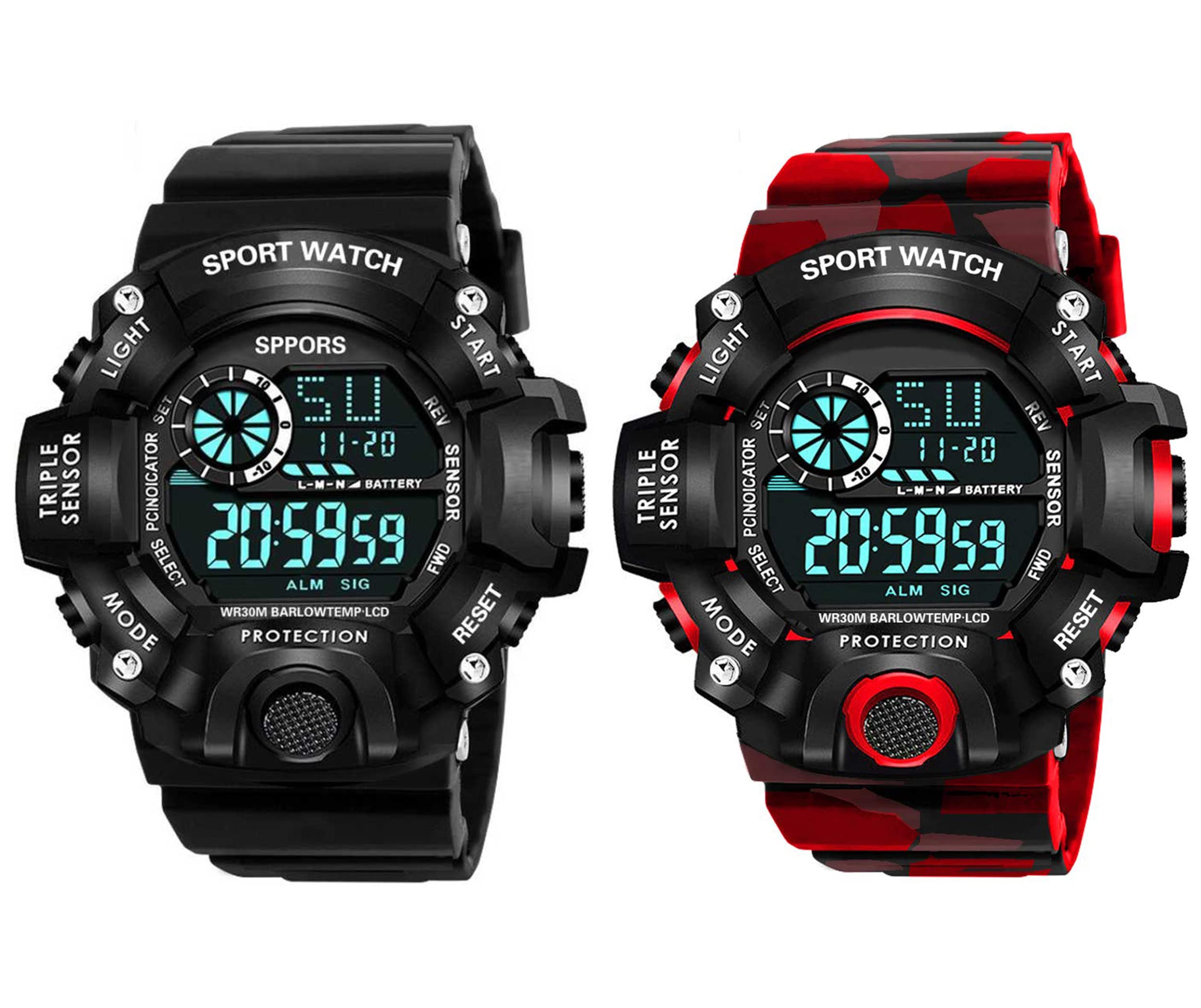 Motu Gaju Digital Watch Shockproof Multi-Functional Automatic Army Color Strap Waterproof Digital Sports Combo Watch for Men's Kids Watch for Boys Watch for Men Pack of-2