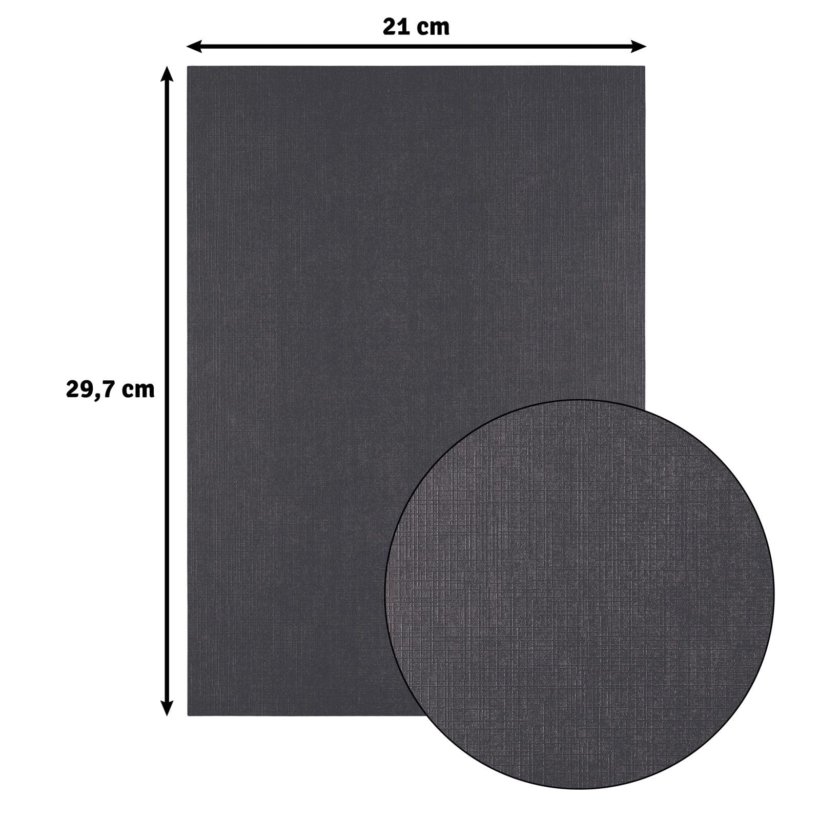 Florence Tonkarton A4-100 St. mit Leinen Struktur Schwarz 250 g - Scrapbooking Bedarf und Bastelpapier für Kartenbasteln, Scrapbooking und Journaling - Reißfest Buntpapier