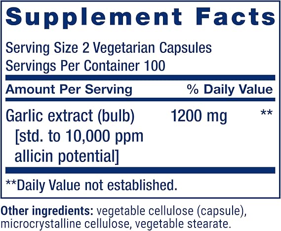 Life Extension Optimized Garlic, 200 Capsules | Supports Heart Health, Immune Function & Cellular Detoxification, Gluten-Free, Non-GMO & Vegetarian