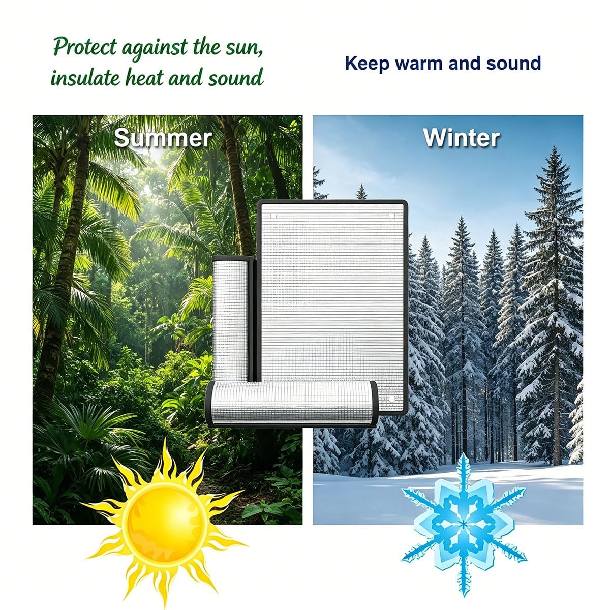 Film de Protection Solaire Anti Chaleur pour Fenetre, Film Aluminisé Réutilisable avec Ventouse, Panneau Réfléchissant Isolation Thermique, pour La Maison Cuisine Véranda Bureau(Gray,150x160 cm)