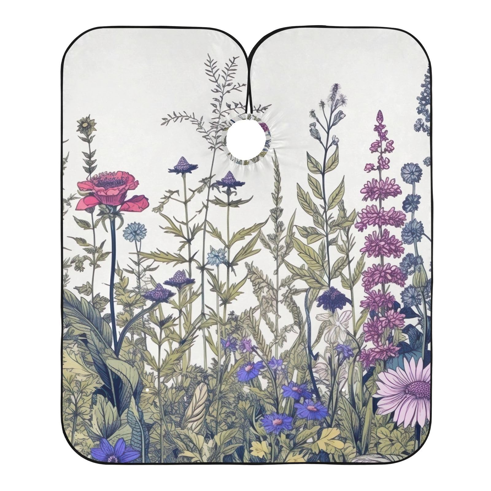 Hezely Garden Flowers Hair Dye Cape, Barber Cape for Adults,Waterproof Salon Cape,Waterproof Hairdressing Styling Hair Cutting, 65