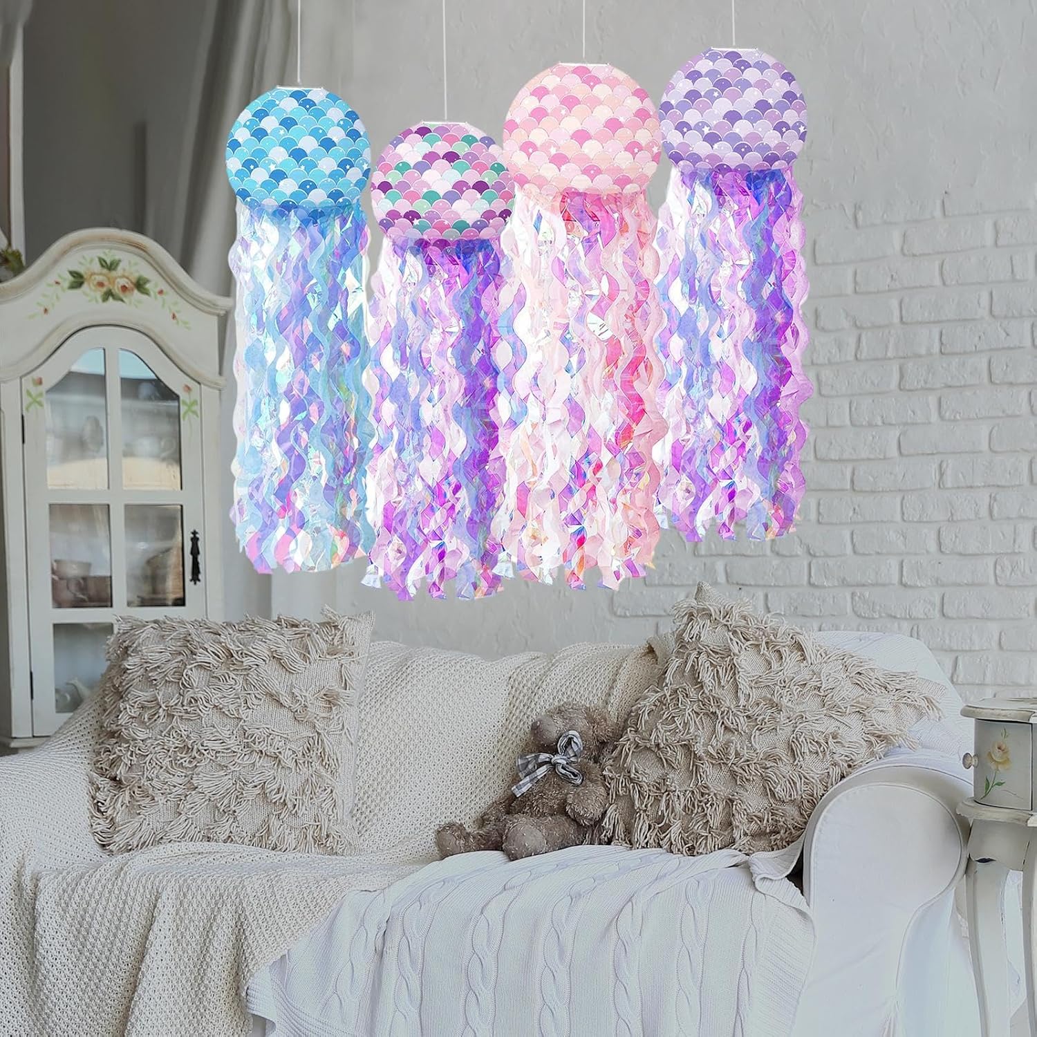 MERISHOPP® 4 Pieces Hanging Jelly Fish Paper Lanterns for Mermaid Theme Party Baby Room|Home & Garden | Greeting Cards & Party Supply | Party Supplies |4 Jellyfish Paper Lanterns