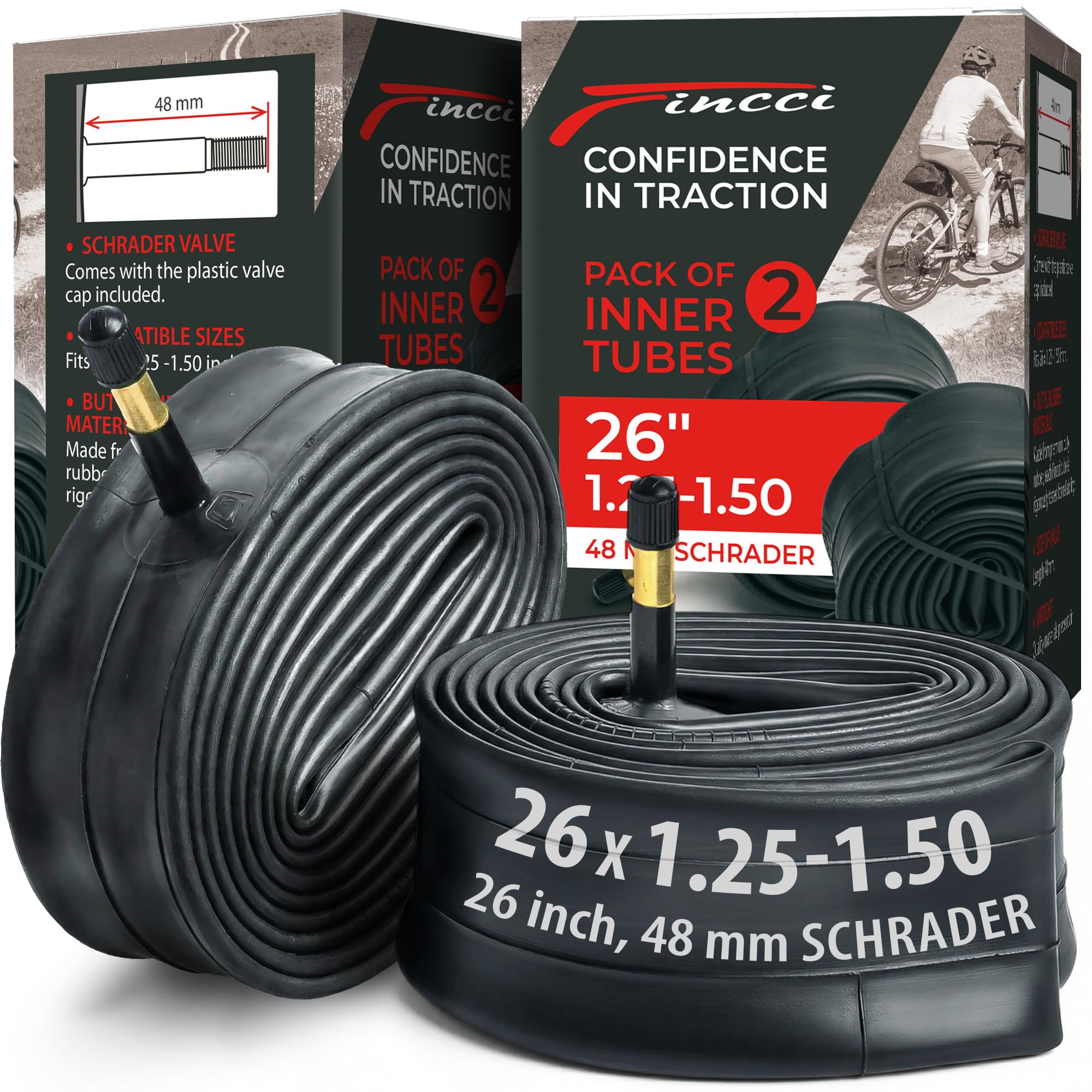 Camera D'aria 20x1.5/1.75 Per Mountain Bike Con Valvola Presta 48mm - Gomma Resistente - 5