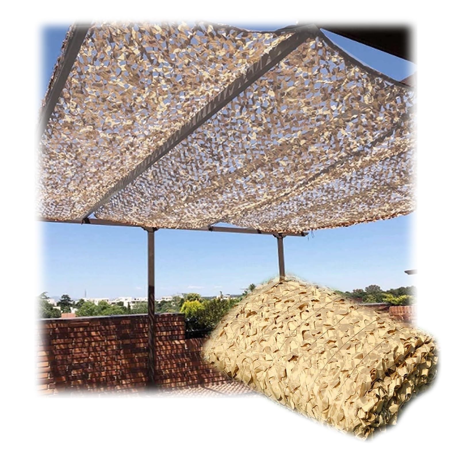 Filet de Camouflage Net Renforcé Militaire 1.5x2 2x3 3x3 3x4 3x5 3x6 5x5 3x10m, Filet D'ombrage Blanc, Voile D'ombrage Exterieur for Chasse, Pergola, Protection Solaire