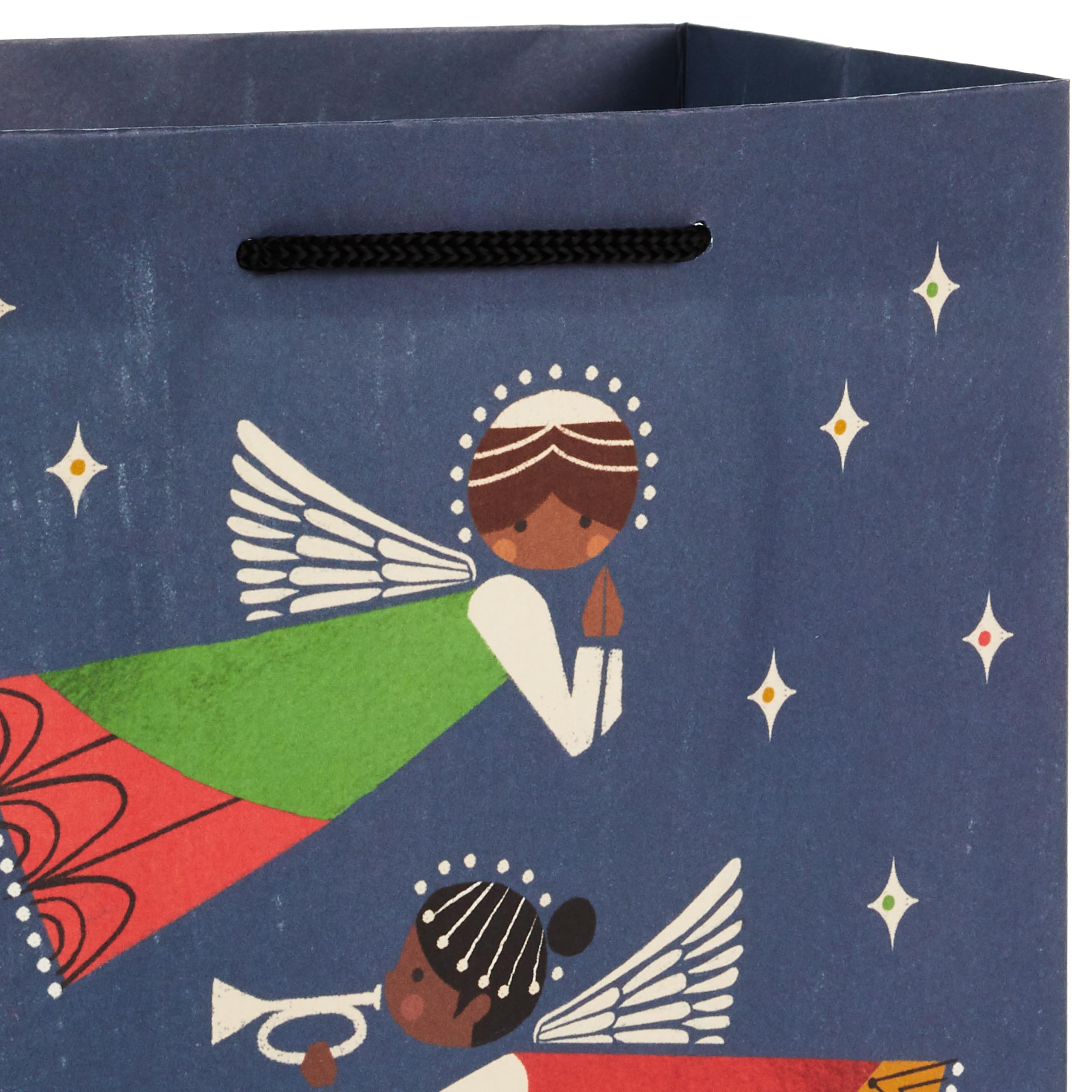 Hallmark Mahagoni-Geschenktüten-Sortiment (8 Tüten; 3 kleine 15,2 cm, 3 mittelgroße 22,9 cm, 2 große 33 cm), schwarzer Weihnachtsmann, afrikanisch-amerikanische Engel, Carolers