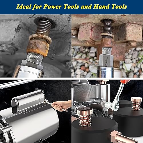 Miniatura 5 de PRIDE&CRAFT Juego de 25 extractores de tornillos, juego de extractor de pernos resistente, cabeza hexagonal, acero CR-MO, extractor de tornillos