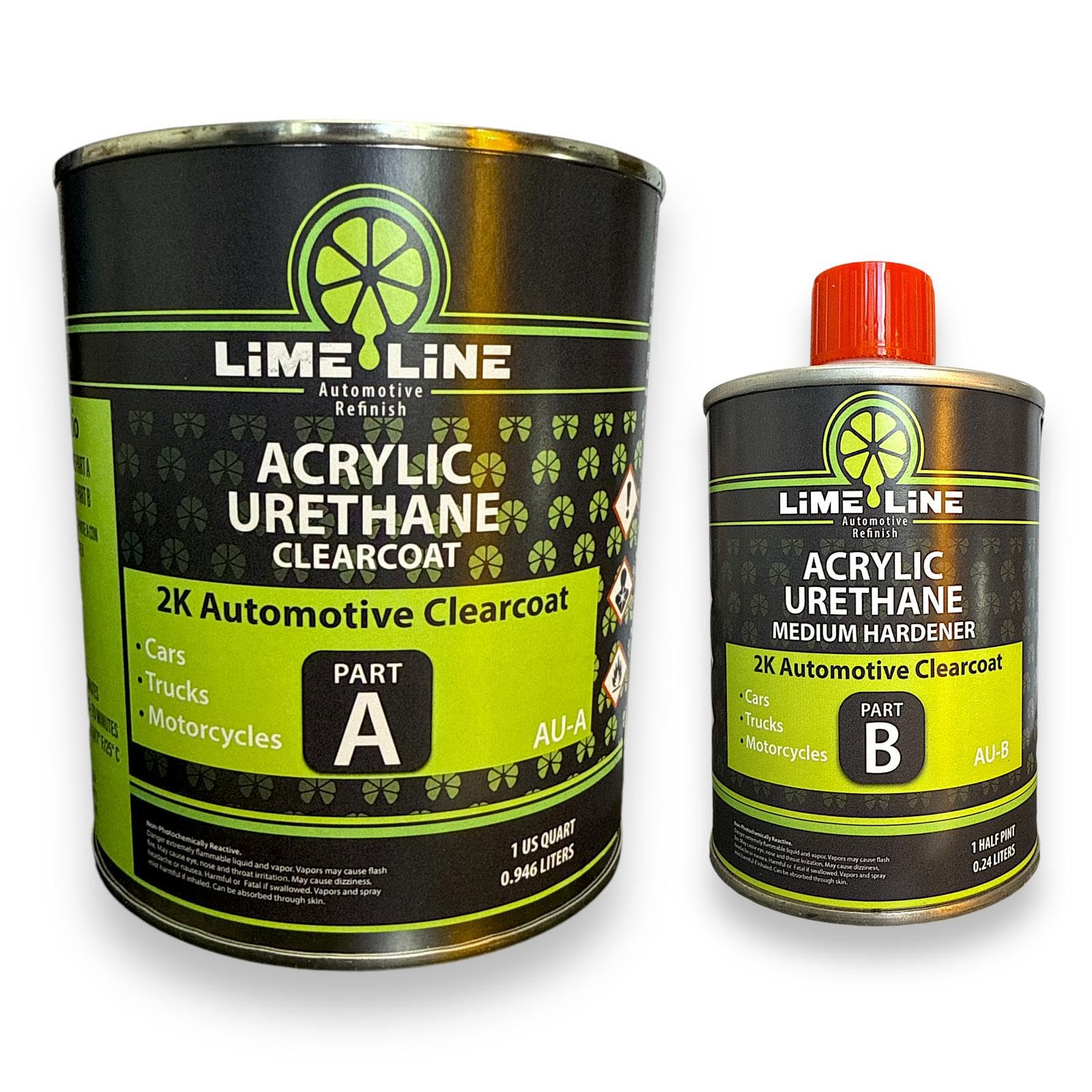 LiME LiNE 2K Clear Coat - 1.25 Quart Automotive Paint Kit with Hardener - 4:1 Mix Ratio, High Gloss Top Coat for Cars, Trucks, and Motorcycles
