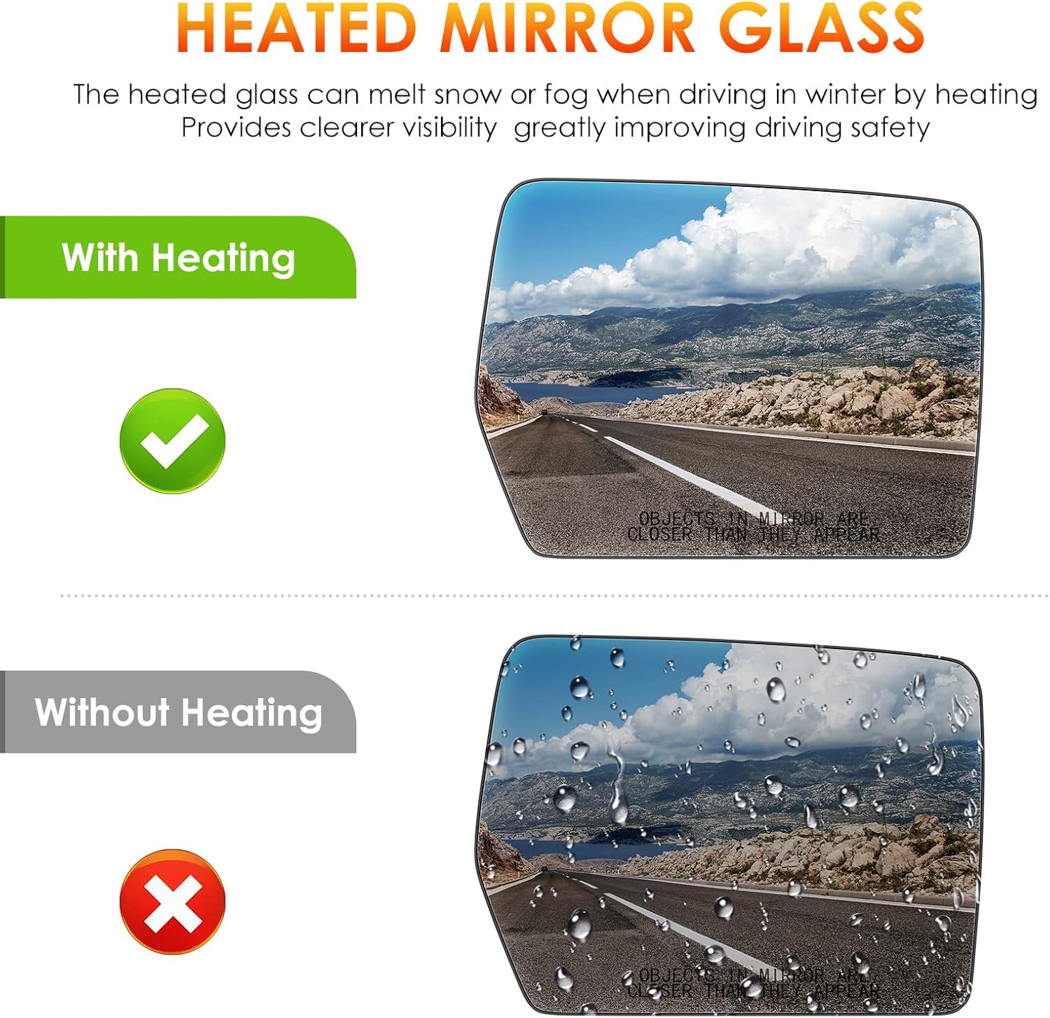 Left Driver+Passenger Right Side Mirror Replacement Compatible with 2004 2005 2006 2007 2008 2009 2010 2011 2012 2013 2014 Ford F150 Rearview Heated Mirror Replace 4L3Z-17K707-DB 4L3Z-17K707-DA