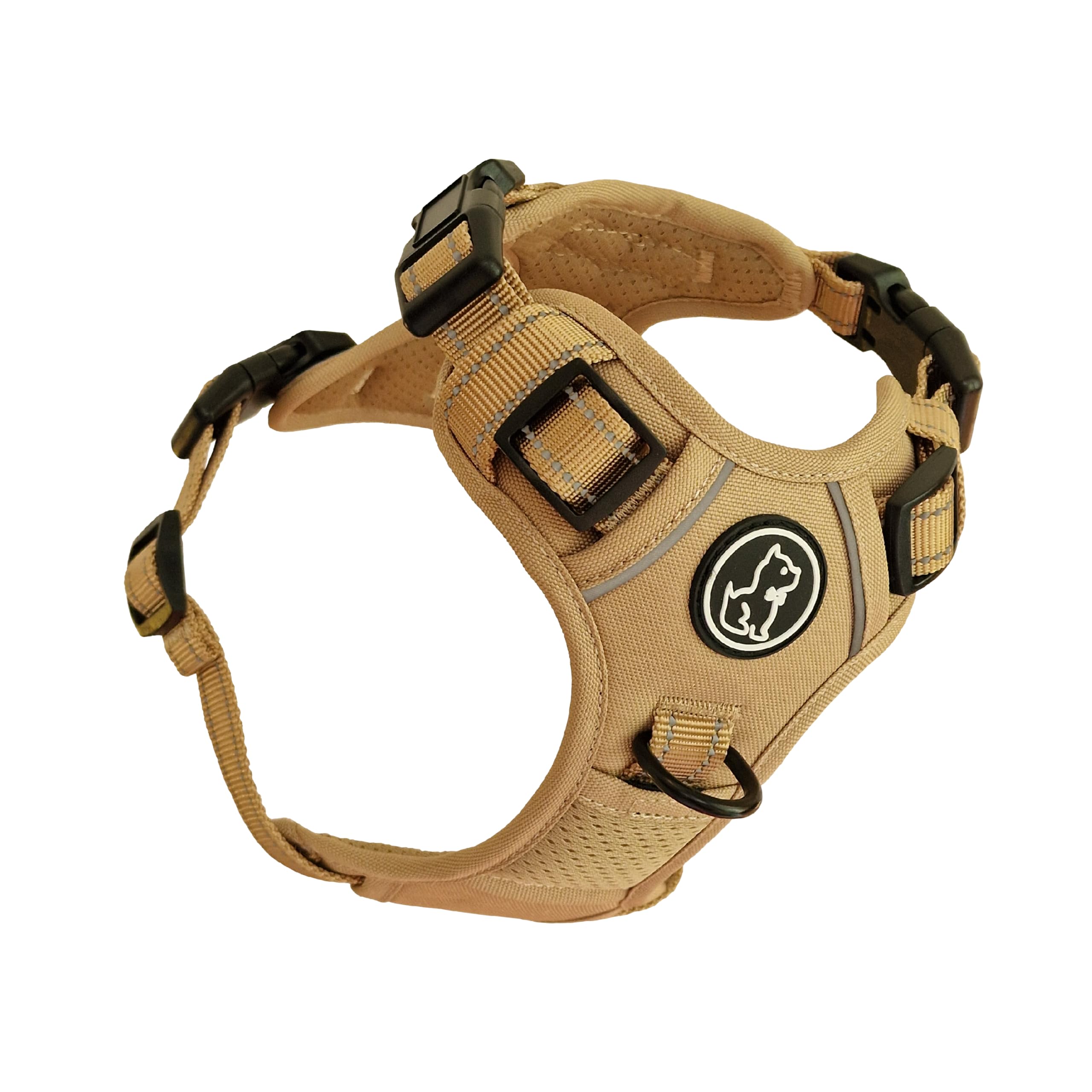 Barkridges® TruFit Comfort Dog Harness Adjustable Easy to Wear | No Pull Training | Chafing-Free | Safety Reflective | Comfortable Small Medium Large (Honey Beige, XS - Regular Fit)
