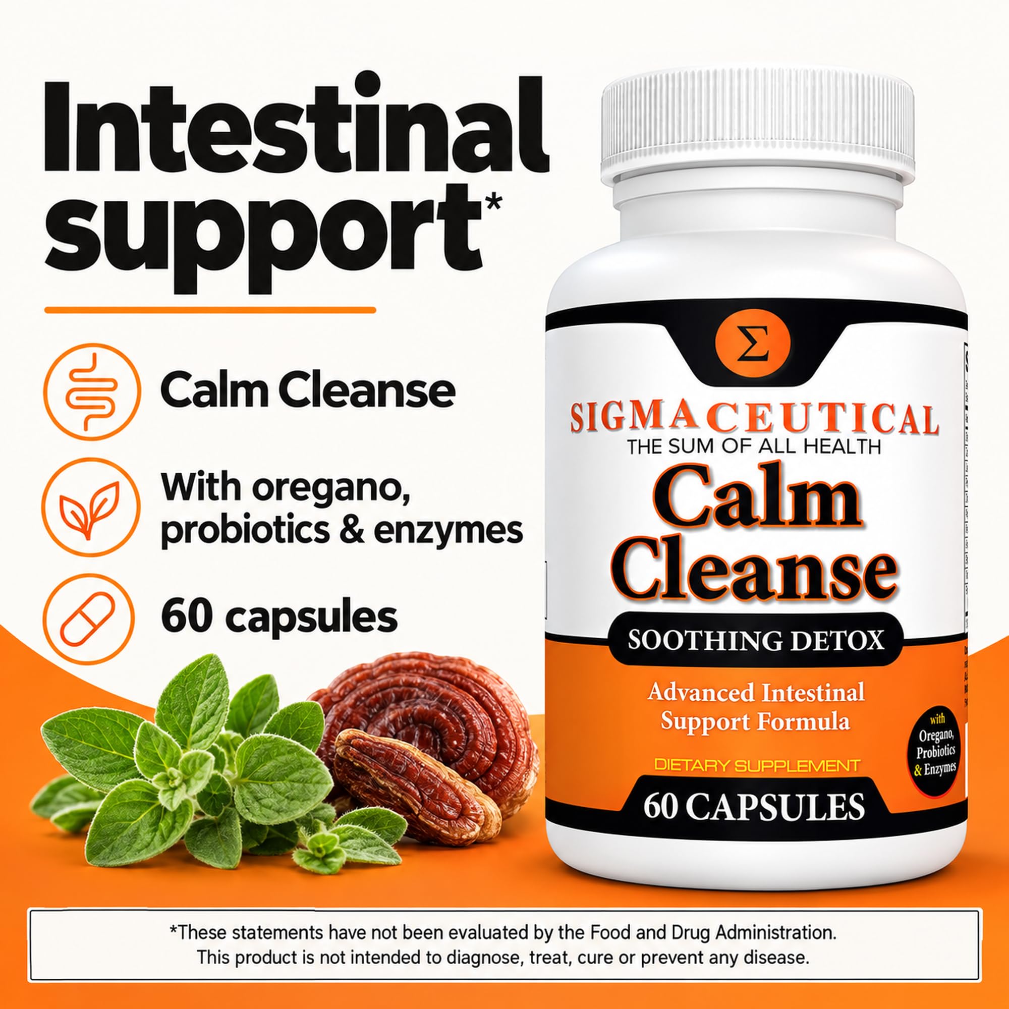 Calm Cleanse Detox Support - Oral Overgrowth Treatment for Adults - Non-GMO Oral Detox Medicine and White Tongue Treatment – Mouth Overgrowth Treatment - 60 Capsules — Amazon image 2