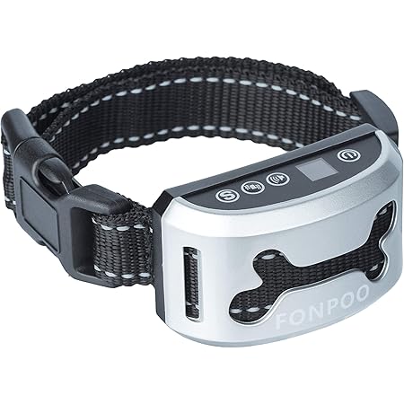 Amazon 無駄吠え防止グッズ 首輪 愛犬むだぼえ防止グッズ 犬しつけ ペットトレーニング 全犬種対応 警告音 振動機能付き 充電式 二色付き 小型犬 中型犬 大型犬用 近所迷惑防止 安眠妨害解決 無駄吠え防止用品 Fonpoo 無駄吠え防止首輪 通販